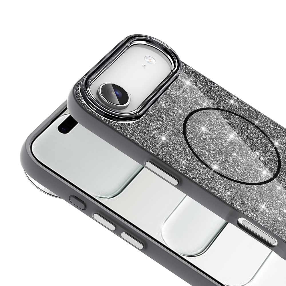 Apple iPhone 17 Air Case Shining Glitter Zore Okso Cover M-safe Charging Feature - 16