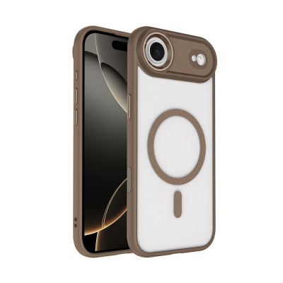 Apple iPhone 17 Air Case Wireless Charging Zore Chrome M-safe Silicone Cover Desert Gold