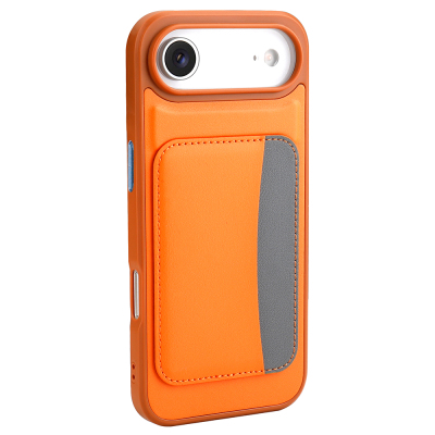 Apple iPhone 17 Air Case with Card Holder Zore X-Card Silicone Cover Orange