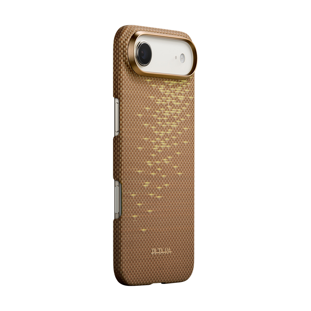 Apple iPhone 17 Air Case with M-safe Charging, Aramid Fiber Pitaka Glints of Gold Ultra Slim Series Cover - 3