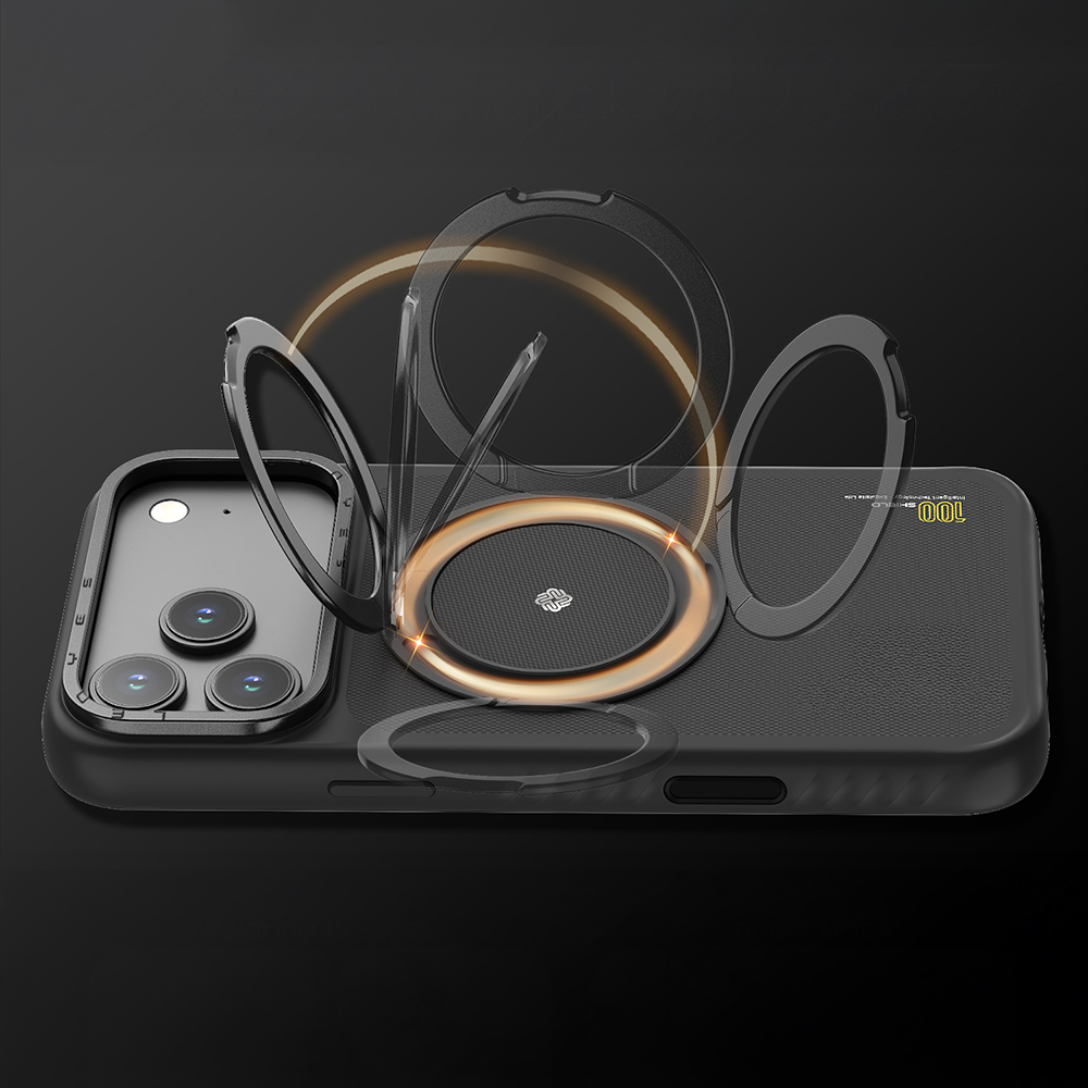 Apple iPhone 17 Air Case with M-safe Charging Feature and Metal Stand Lenyes CK225 Kevlar Cover - 10