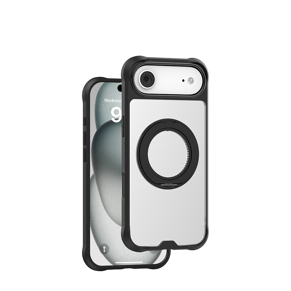 Apple iPhone 17 Air Case with M-safe Charging, Finger Ring Stand, Airbag Design, Mutural Obsidian Series Cover - 5