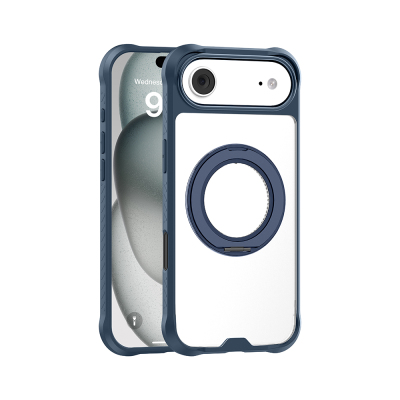 Apple iPhone 17 Air Case with M-safe Charging, Finger Ring Stand, Airbag Design, Mutural Obsidian Series Cover Navy blue