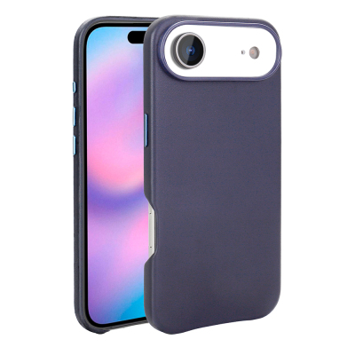 Apple iPhone 17 Air Case with M-safe Charging Function PU Leather Look Zore Cup Cover Navy blue