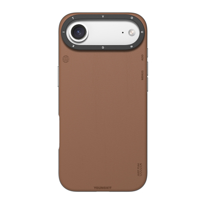 Apple iPhone 17 Air Case with M-safe Charging Function, Simple Matte Leather Pattern, Youngkit Tech Fashion Series Cover Brown