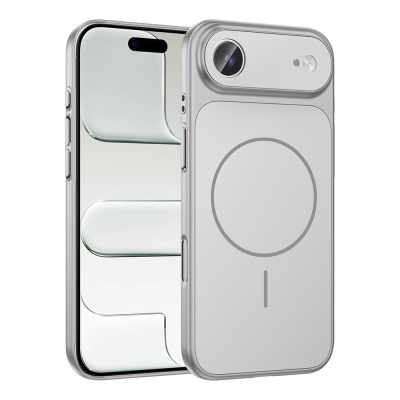 Apple iPhone 17 Air Case Zore M-Safe Charging Camera Protection Formen Cover Silver