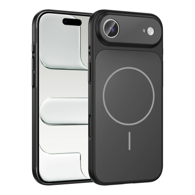 Apple iPhone 17 Air Case Zore M-Safe Charging Camera Protection Formen Cover Black