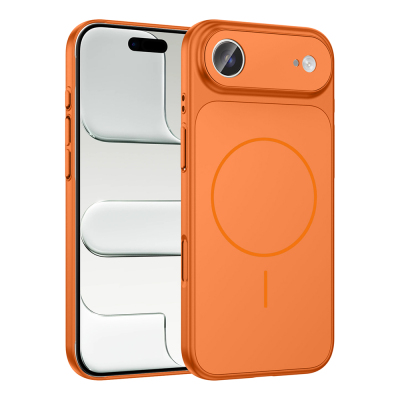 Apple iPhone 17 Air Case Zore M-Safe Charging Camera Protection Formen Cover Orange