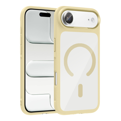 Apple iPhone 17 Air Case Zore Tiko Cover Metal Camera Frame and M-Safe Charging Function Gold