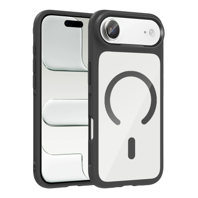 Apple iPhone 17 Air Case Zore Tiko Cover Metal Camera Frame and M-Safe Charging Function Black