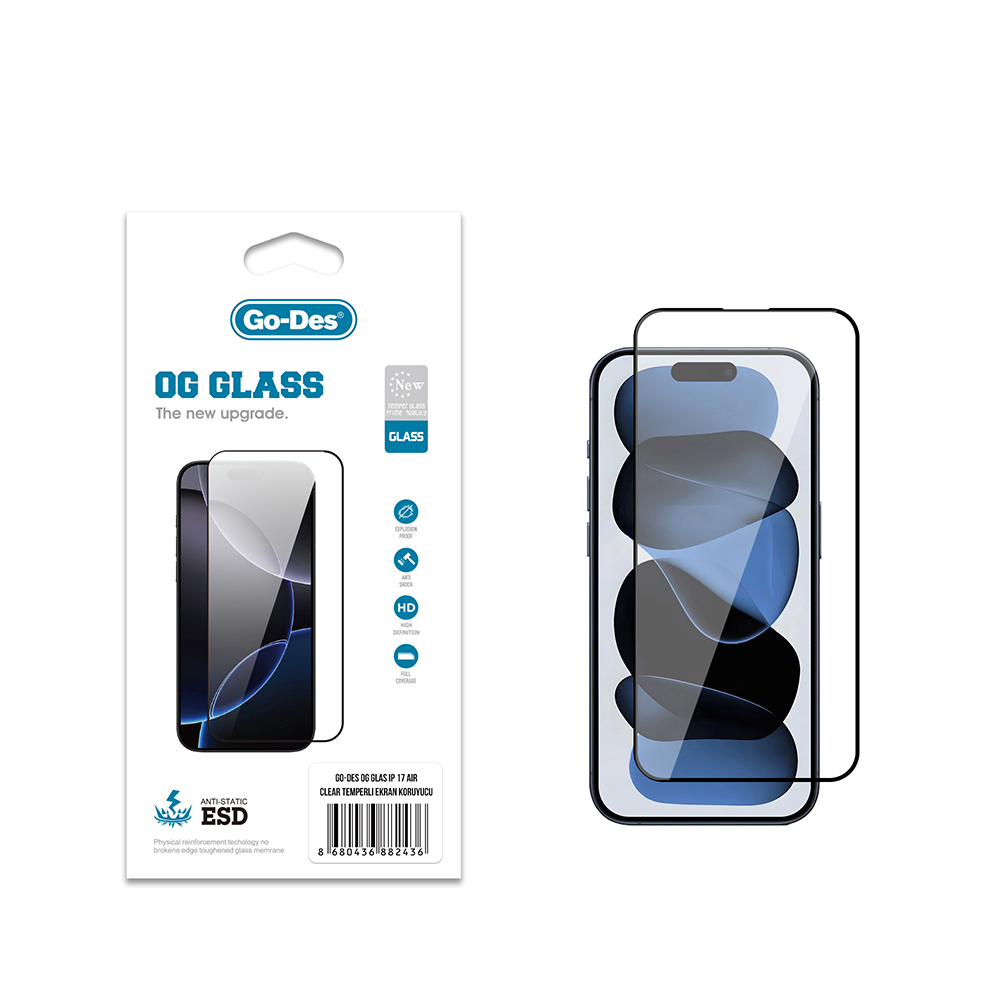 Apple iPhone 17 Air Go Des OG Glass Antistatik Temperli Cam Ekran Koruyucu - 1