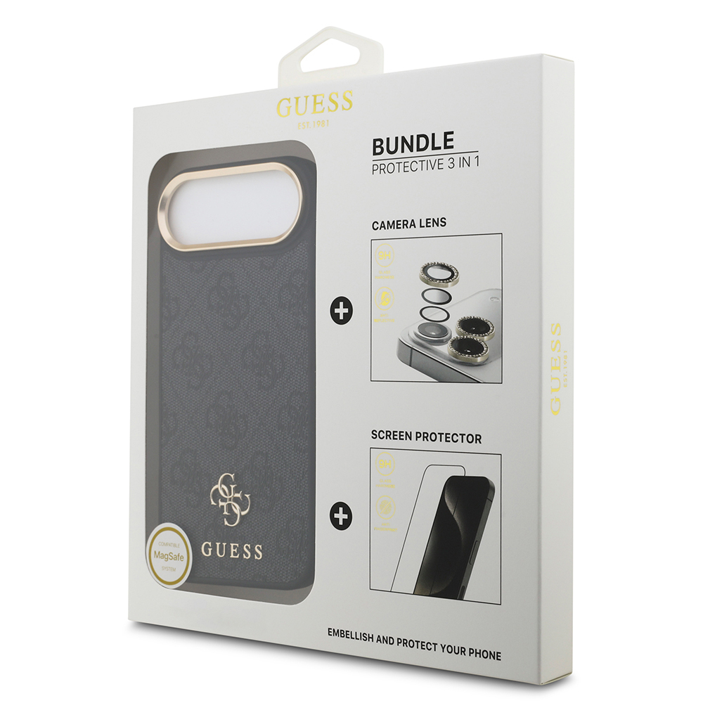 Apple iPhone 17 Air Guess Original Licensed 4G and Text Logo Case + Screen Protector + Lens Protector 3-in-1 Accessory Set - 3