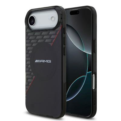 Apple iPhone 17 Air Kılıf AMG Orjinal Lisanslı M-safe Şarj Özellikli Çift Katmanlı Kırmızı Çapraz Çizgili Kapak Siyah-Kırmızı