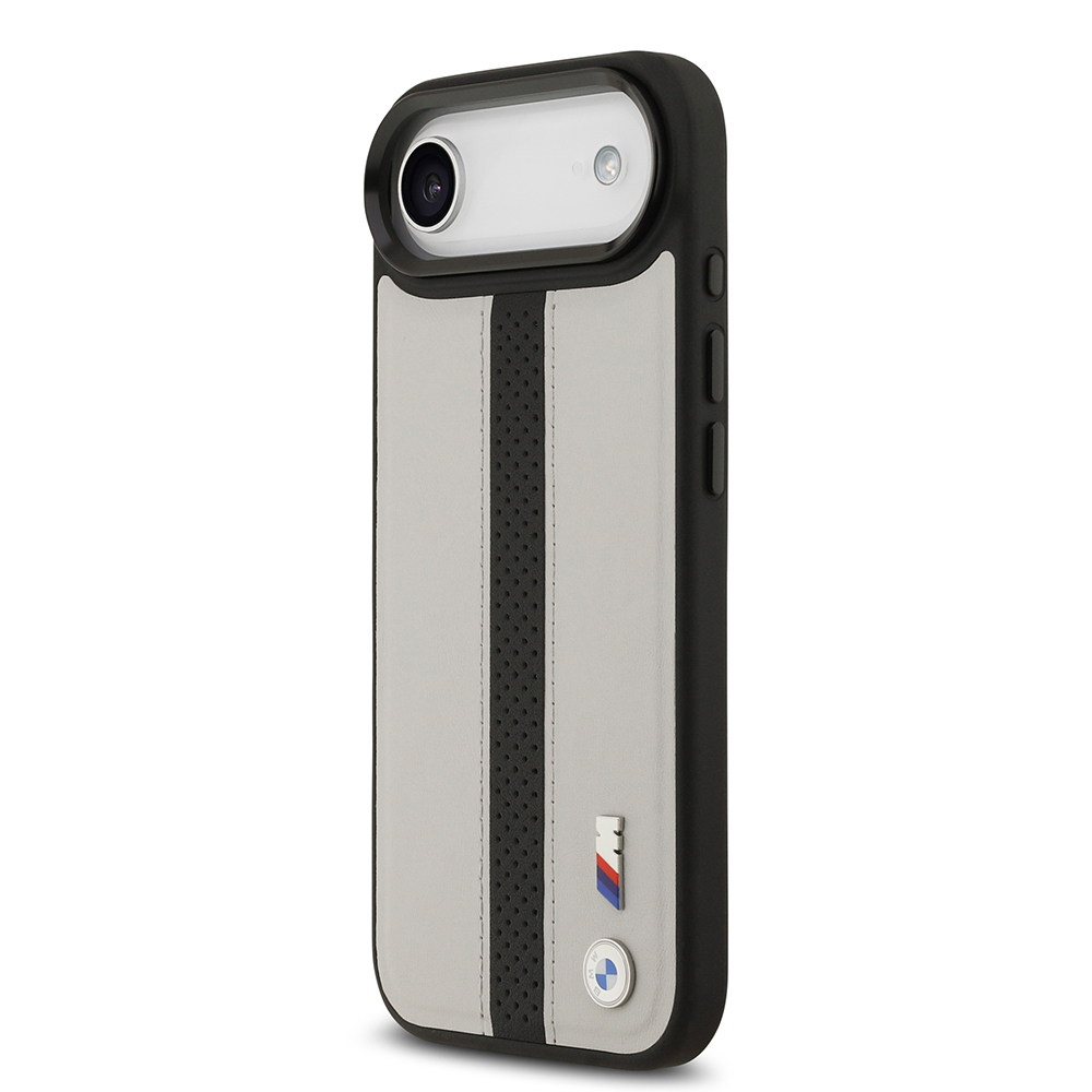 Apple iPhone 17 Air Kılıf BMW Orjinal Lisanslı M-safe Şarj Özellikli Deri Arka Yüzey Metal Logolu Delikli Şerit Tasarımlı Kapak - 11