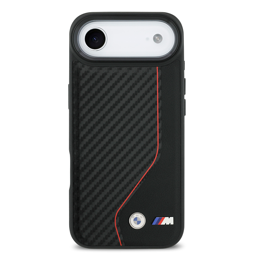 Apple iPhone 17 Air Kılıf BMW Orjinal Lisanslı M-safe Şarj Özellikli Metal BMW ve M Logolu PU Karbon Tasarımlı Kapak - 3