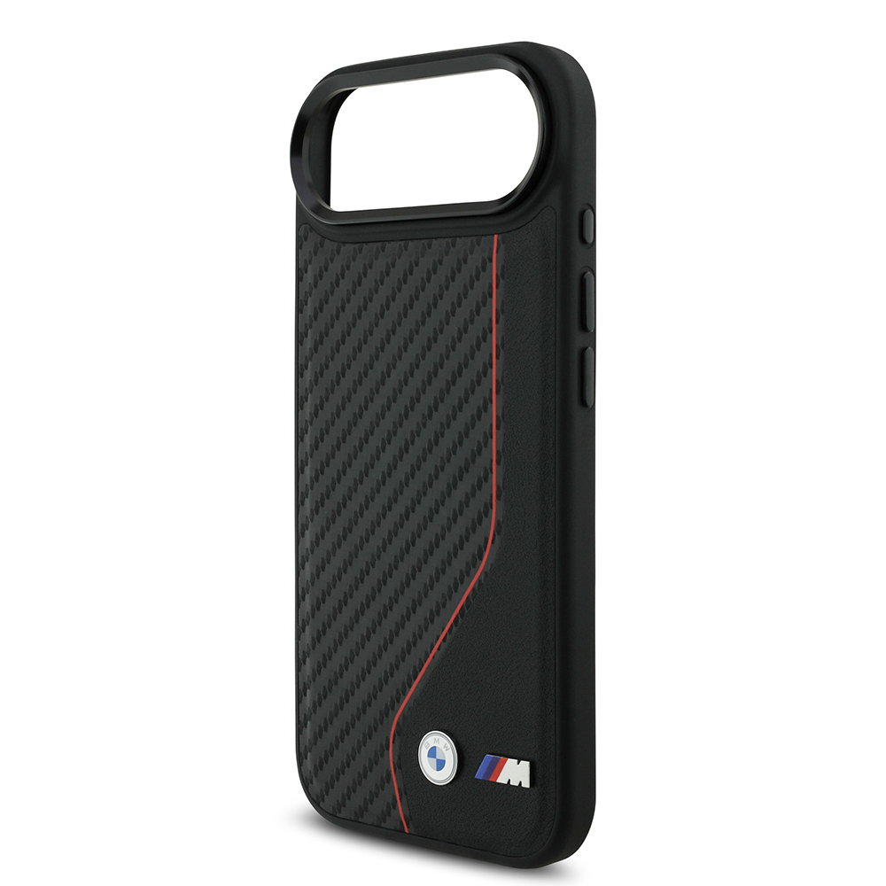 Apple iPhone 17 Air Kılıf BMW Orjinal Lisanslı M-safe Şarj Özellikli Metal BMW ve M Logolu PU Karbon Tasarımlı Kapak - 6