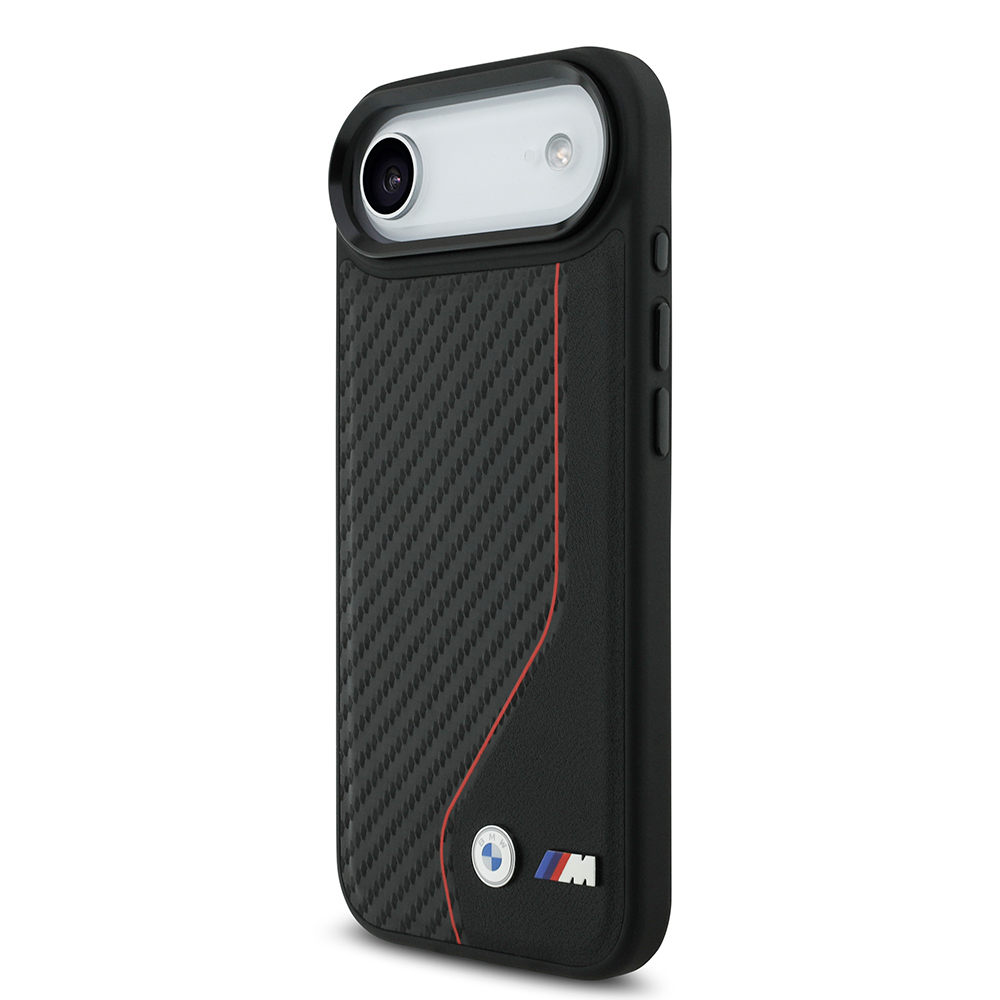 Apple iPhone 17 Air Kılıf BMW Orjinal Lisanslı M-safe Şarj Özellikli Metal BMW ve M Logolu PU Karbon Tasarımlı Kapak - 8
