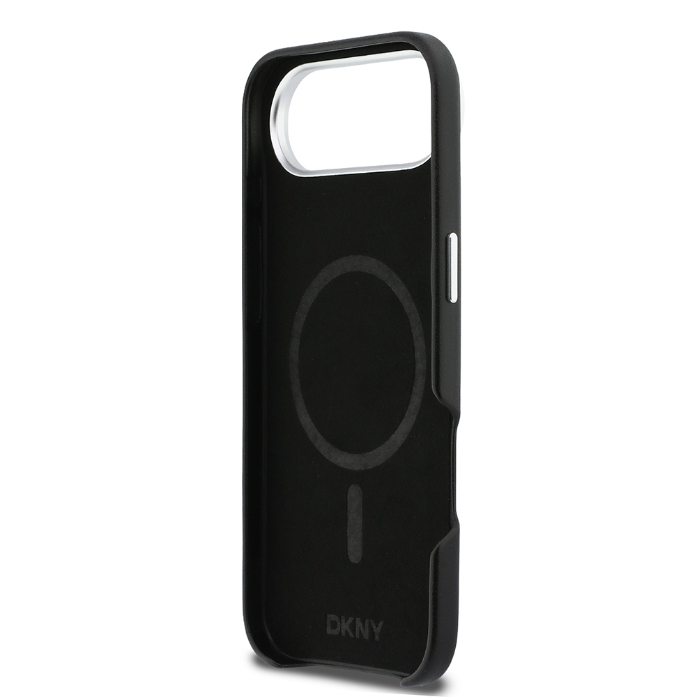 Apple iPhone 17 Air Kılıf DKNY Orjinal Lisanslı M-safe Şarj Özellikli PU Büyük Dikey Logolu Kapak - 9