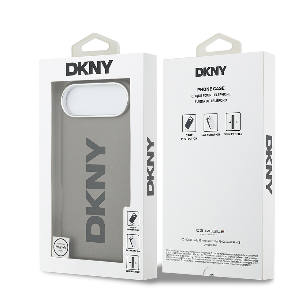 Apple iPhone 17 Air Kılıf DKNY Orjinal Lisanslı M-safe Şarj Özellikli PU Büyük Dikey Logolu Kapak - 17