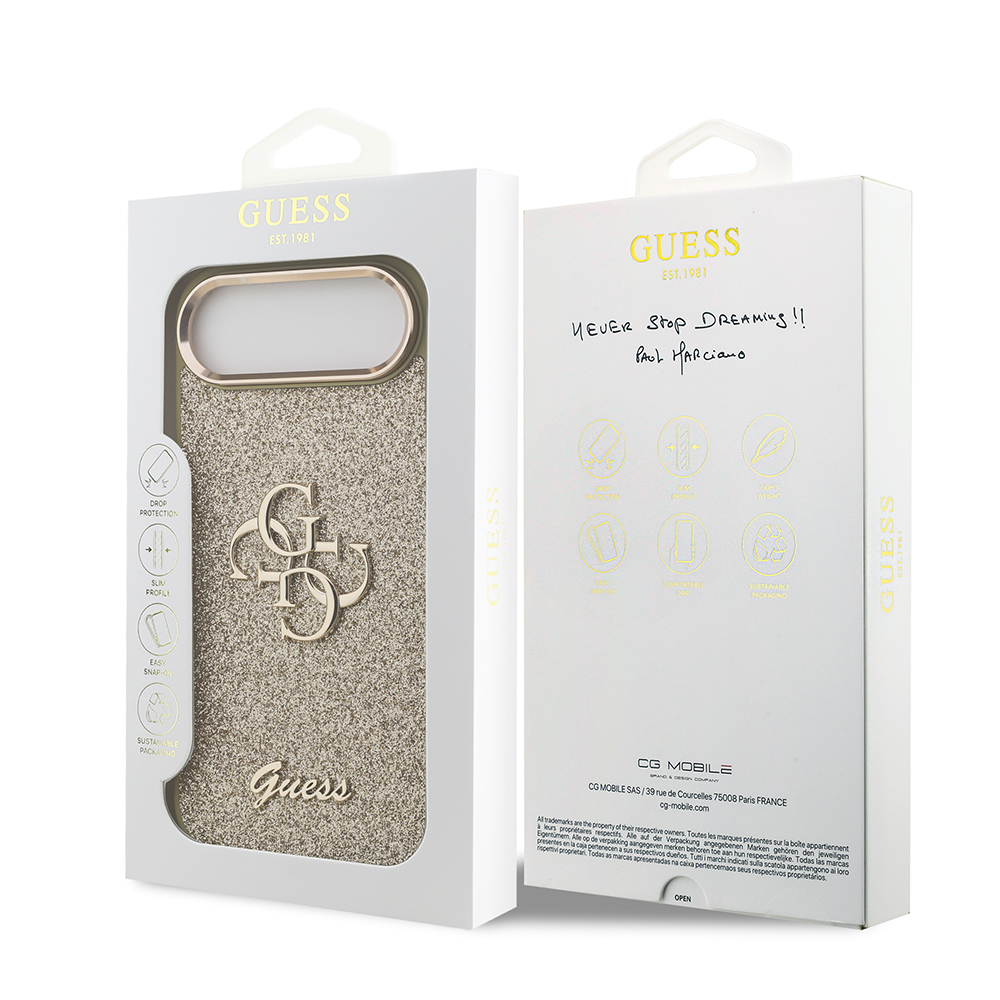 Apple iPhone 17 Air Kılıf Guess Orjinal Lisanslı 4G Büyük Metal Kamera Çerçeveli ve Logolu Glitter Kapak - 26