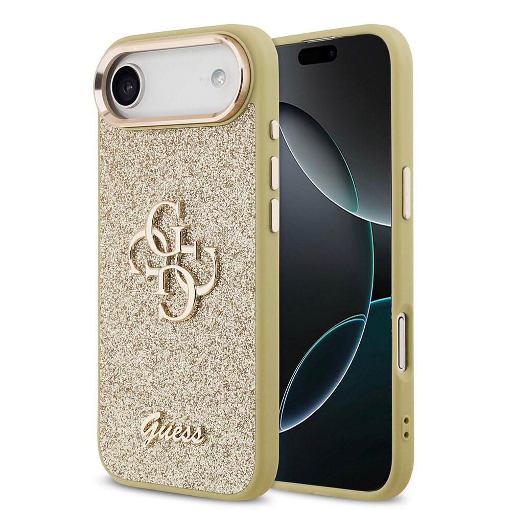 Apple iPhone 17 Air Kılıf Guess Orjinal Lisanslı 4G Büyük Metal Kamera Çerçeveli ve Logolu Glitter Kapak - 4