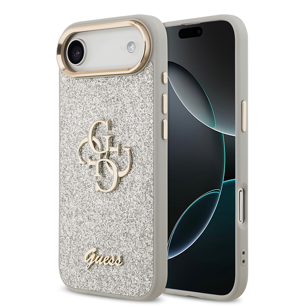 Apple iPhone 17 Air Kılıf Guess Orjinal Lisanslı 4G Büyük Metal Kamera Çerçeveli ve Logolu Glitter Kapak - 5
