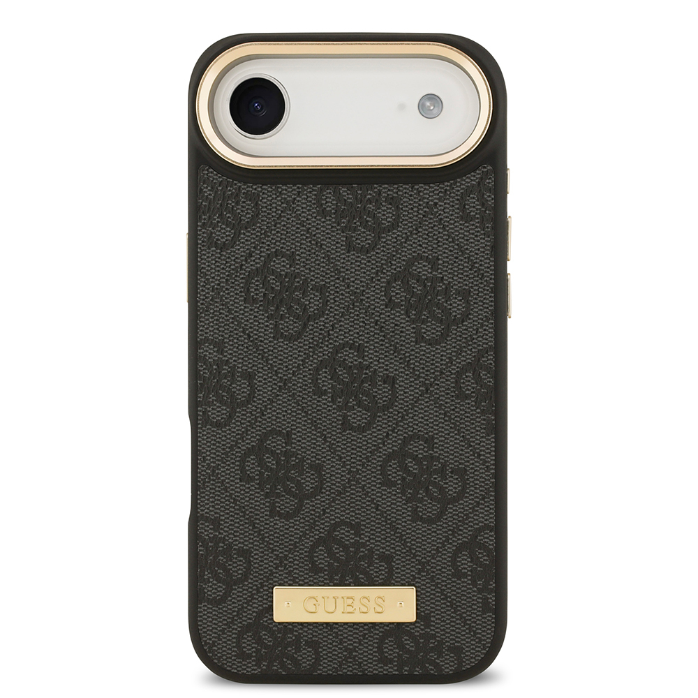 Apple iPhone 17 Air Kılıf Guess Orjinal Lisanslı M-safe Şarj Özellikli 4G Desenli PU Metal Plaka Klasik Logolu Kapak - 12