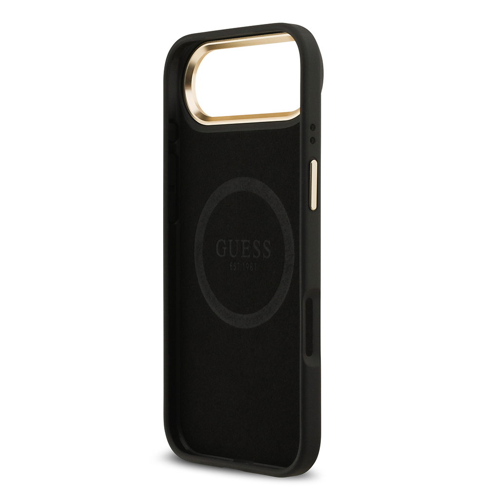 Apple iPhone 17 Air Kılıf Guess Orjinal Lisanslı M-safe Şarj Özellikli 4G Desenli PU Metal Plaka Klasik Logolu Kapak - 16