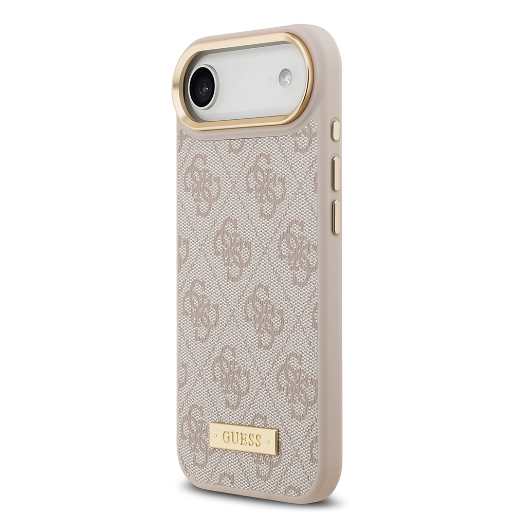 Apple iPhone 17 Air Kılıf Guess Orjinal Lisanslı M-safe Şarj Özellikli 4G Desenli PU Metal Plaka Klasik Logolu Kapak - 17
