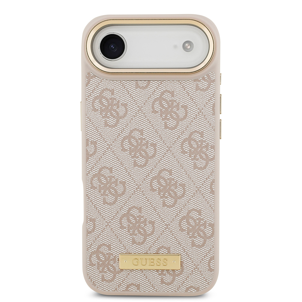 Apple iPhone 17 Air Kılıf Guess Orjinal Lisanslı M-safe Şarj Özellikli 4G Desenli PU Metal Plaka Klasik Logolu Kapak - 18