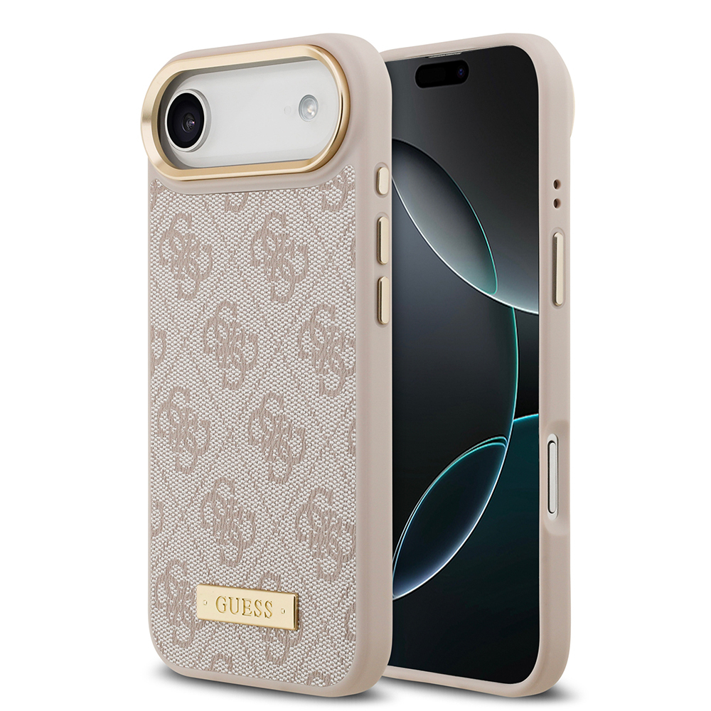 Apple iPhone 17 Air Kılıf Guess Orjinal Lisanslı M-safe Şarj Özellikli 4G Desenli PU Metal Plaka Klasik Logolu Kapak - 4