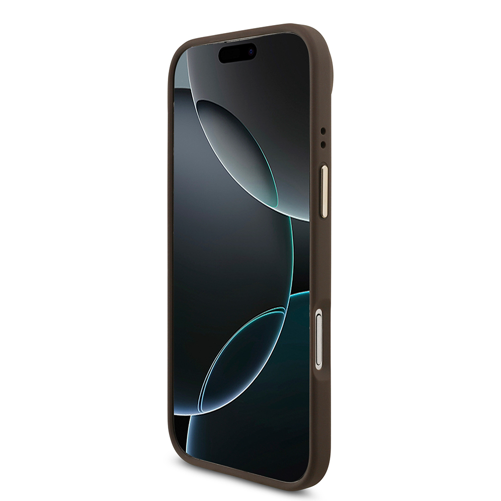 Apple iPhone 17 Air Kılıf Guess Orjinal Lisanslı M-safe Şarj Özellikli Gold Metal Kamera Çerçeveli Taşlı 4G Logolu Kapak - 6