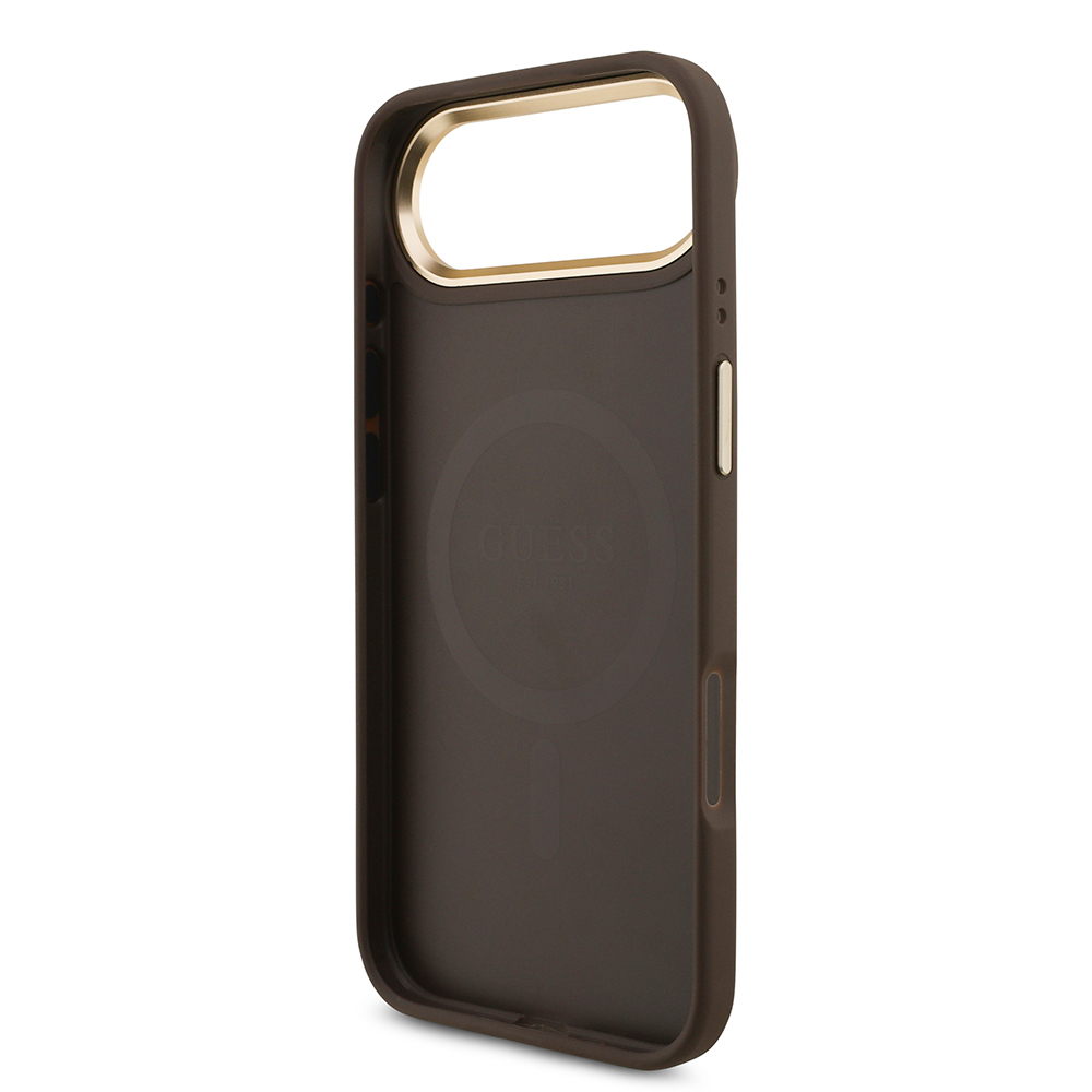 Apple iPhone 17 Air Kılıf Guess Orjinal Lisanslı M-safe Şarj Özellikli Gold Metal Kamera Çerçeveli Taşlı 4G Logolu Kapak - 8