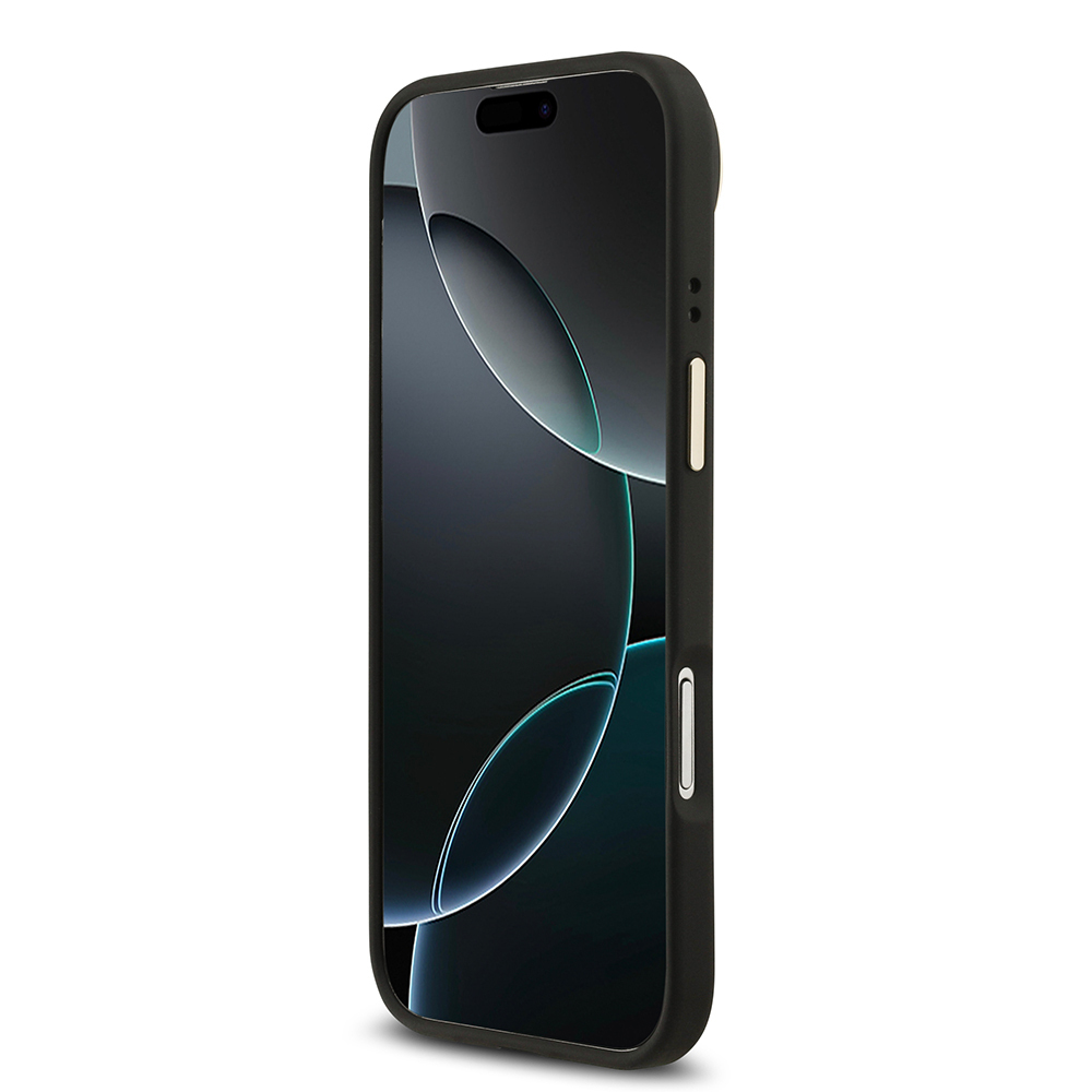 Apple iPhone 17 Air Kılıf Guess Orjinal Lisanslı M-safe Şarj Özellikli Gold Metal Kamera Çerçeveli Taşlı 4G Logolu Kapak - 13