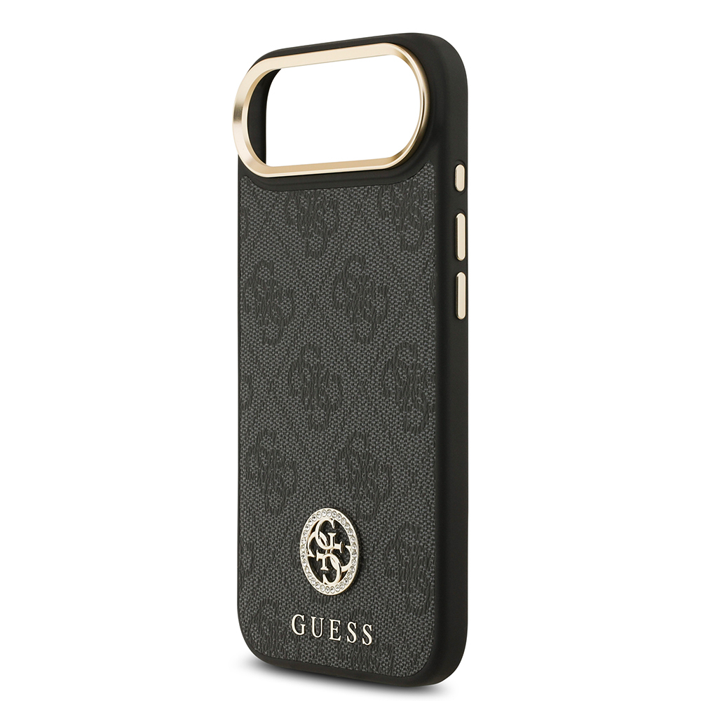 Apple iPhone 17 Air Kılıf Guess Orjinal Lisanslı M-safe Şarj Özellikli Gold Metal Kamera Çerçeveli Taşlı 4G Logolu Kapak - 14