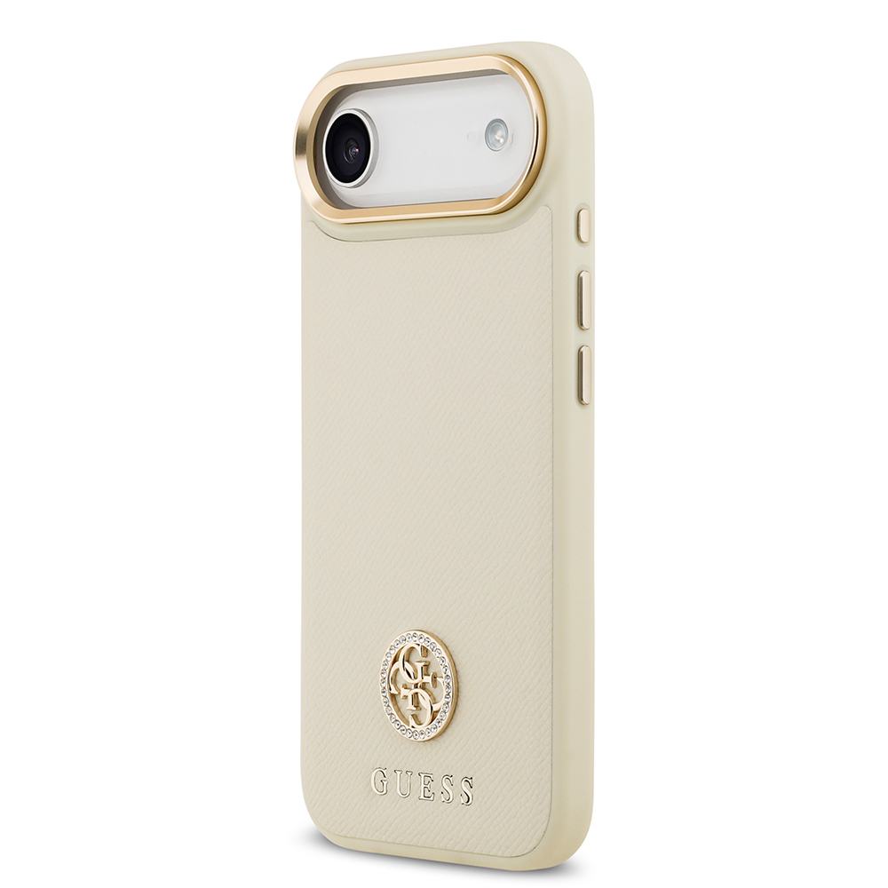 Apple iPhone 17 Air Kılıf Guess Orjinal Lisanslı M-safe Şarj Özellikli Grained Yazı ve Taşlı 4G Logolu Kapak - 5
