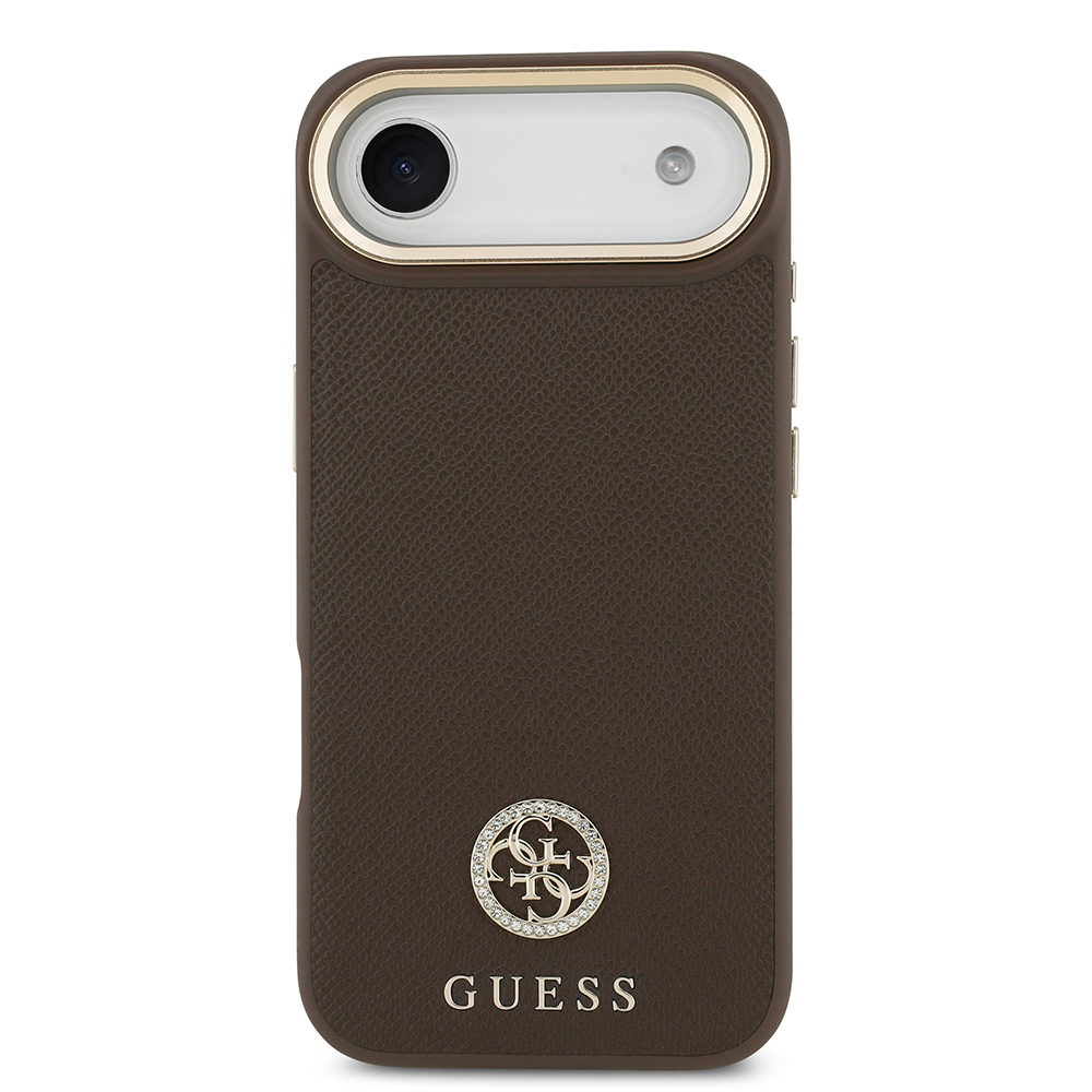 Apple iPhone 17 Air Kılıf Guess Orjinal Lisanslı M-safe Şarj Özellikli Grained Yazı ve Taşlı 4G Logolu Kapak - 20