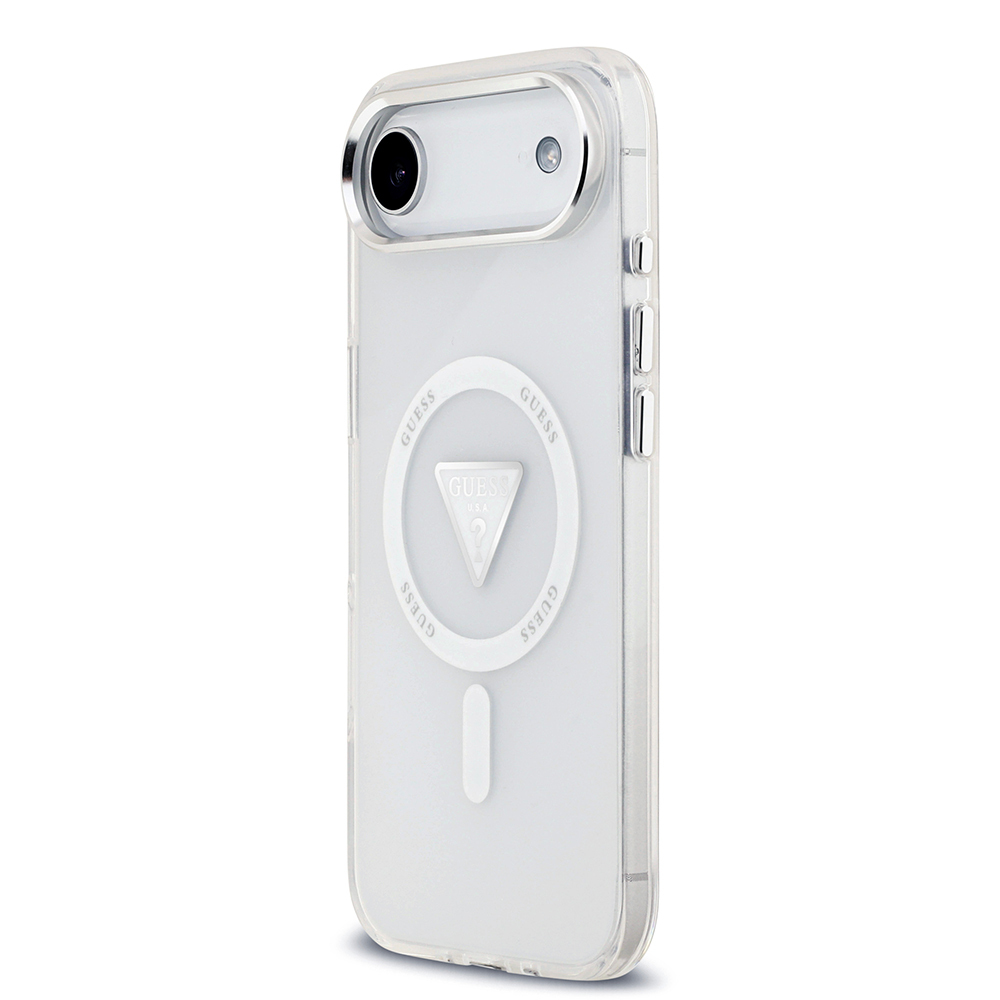 Apple iPhone 17 Air Kılıf Guess Orjinal Lisanslı M-safe Şarj Özellikli IML Baskılı Üçgen Logolu Metal Kamera Çerçeveli Kapak - 6