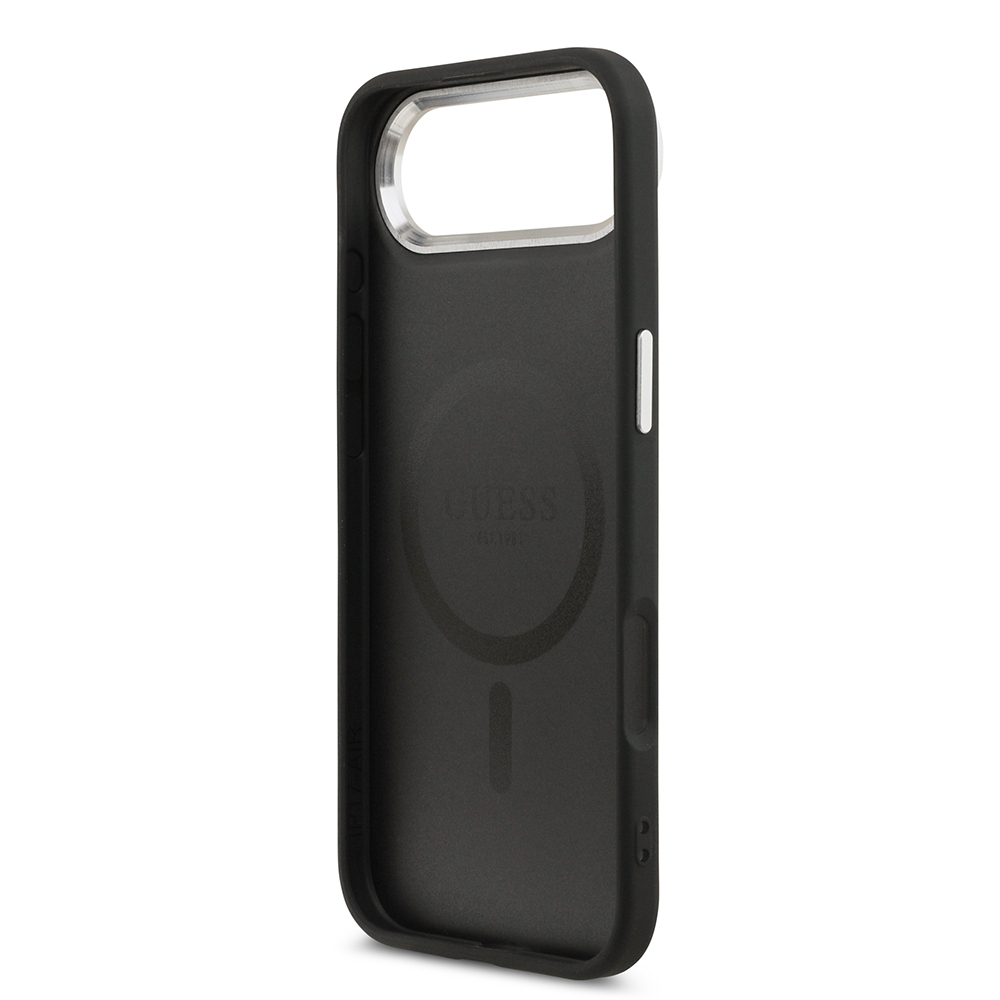 Apple iPhone 17 Air Kılıf Guess Orjinal Lisanslı M-safe Şarj Özellikli PU Deri Metal Kamera Çerçeveli Üçgen Logolu Kapak - 8