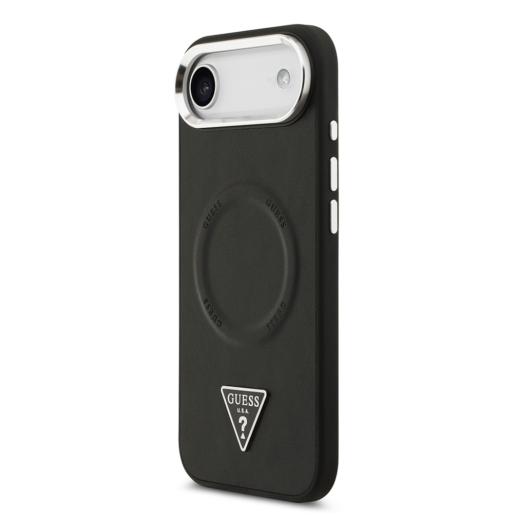 Apple iPhone 17 Air Kılıf Guess Orjinal Lisanslı M-safe Şarj Özellikli PU Deri Metal Kamera Çerçeveli Üçgen Logolu Kapak - 3