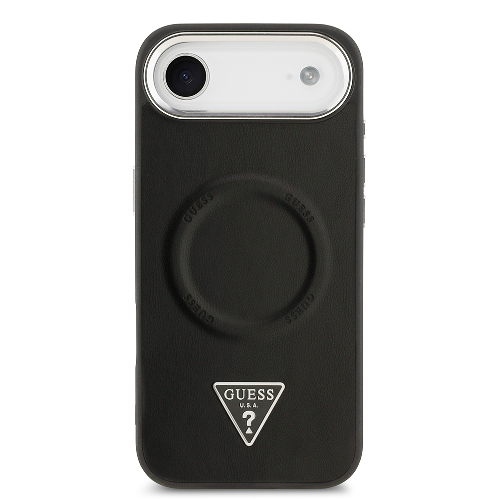 Apple iPhone 17 Air Kılıf Guess Orjinal Lisanslı M-safe Şarj Özellikli PU Deri Metal Kamera Çerçeveli Üçgen Logolu Kapak - 4