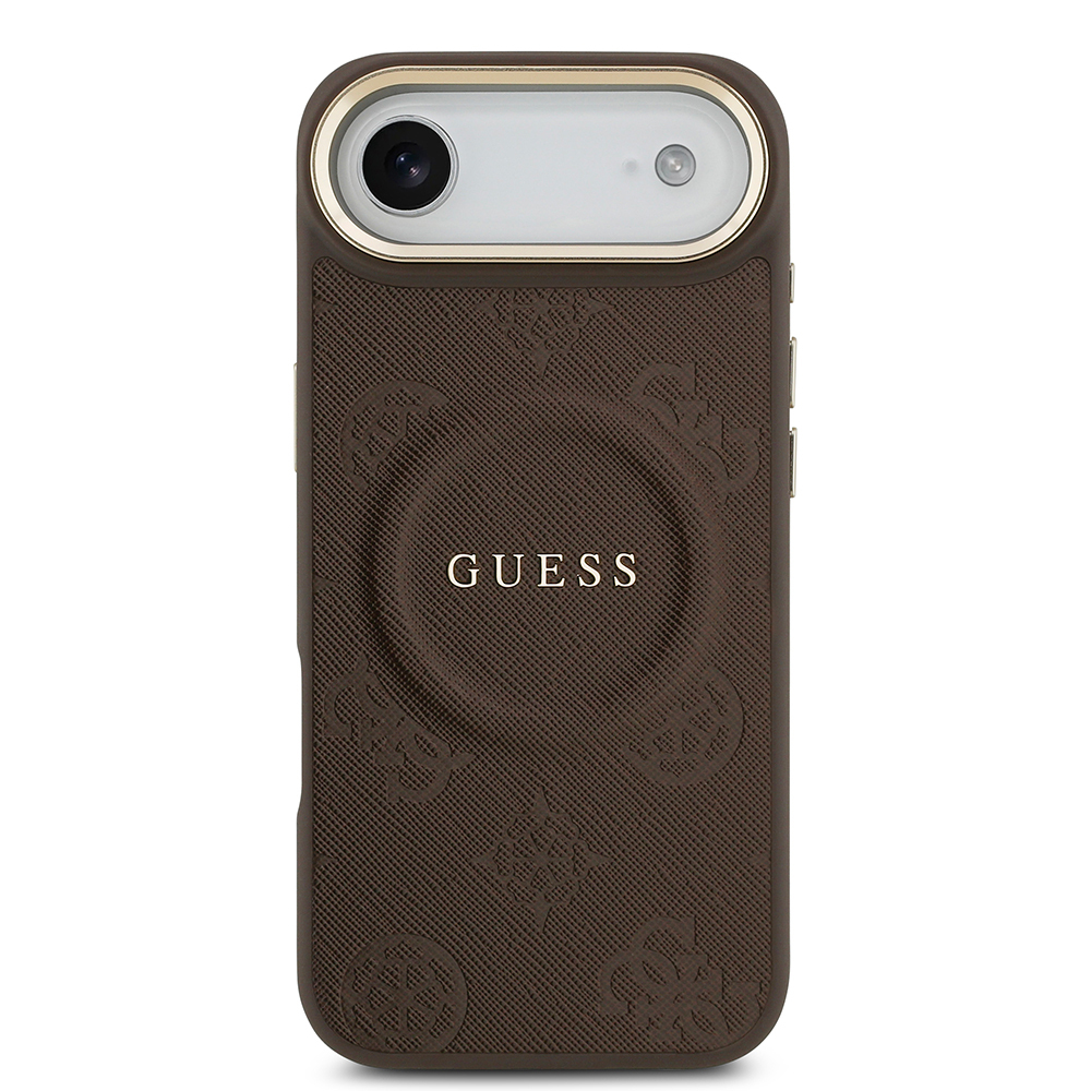 Apple iPhone 17 Air Kılıf Guess Orjinal Lisanslı M-safe Şarj Özellikli Sıcak Baskılı Yazı Logolu PU Deri Peony Kapak - 6