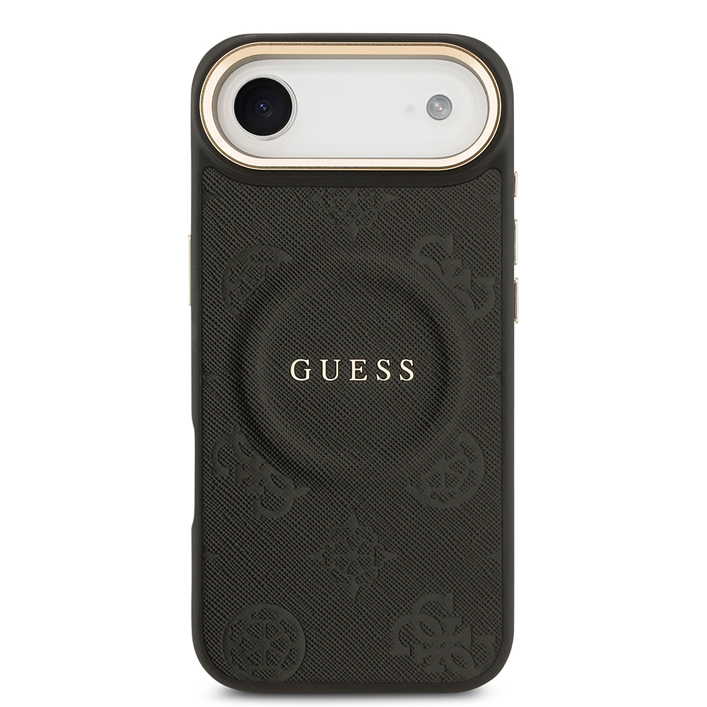 Apple iPhone 17 Air Kılıf Guess Orjinal Lisanslı M-safe Şarj Özellikli Sıcak Baskılı Yazı Logolu PU Deri Peony Kapak - 18