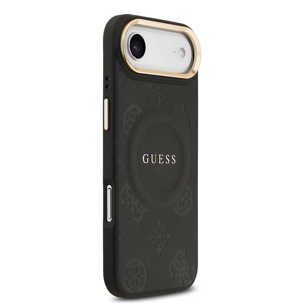 Apple iPhone 17 Air Kılıf Guess Orjinal Lisanslı M-safe Şarj Özellikli Sıcak Baskılı Yazı Logolu PU Deri Peony Kapak - 19