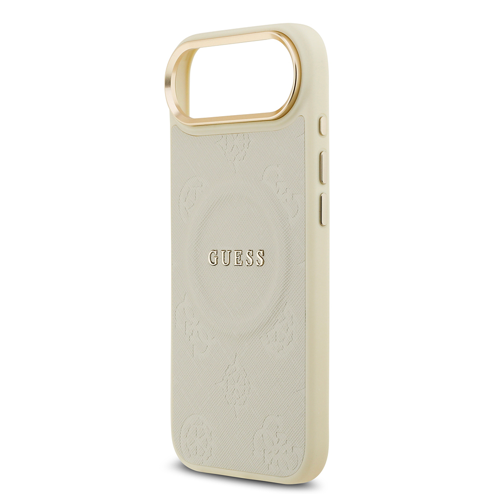 Apple iPhone 17 Air Kılıf Guess Orjinal Lisanslı M-safe Şarj Özellikli Sıcak Baskılı Yazı Logolu PU Deri Peony Kapak - 31