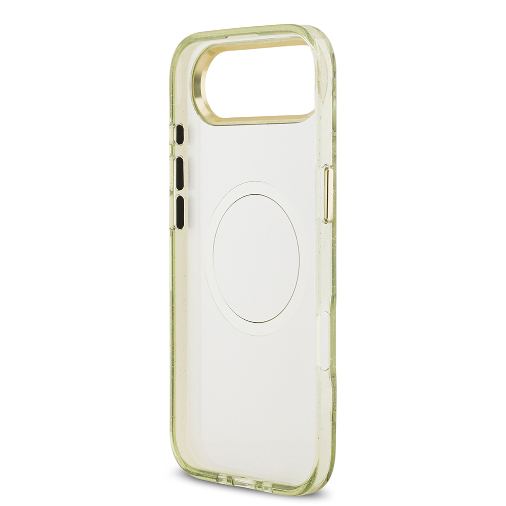 Apple iPhone 17 Air Kılıf Guess Orjinal Lisanslı M-safe Şarj Özellikli Simli Çiçek Desenli Metal Kamera Çerçeveli Üçgen Logolu Kapak - 23