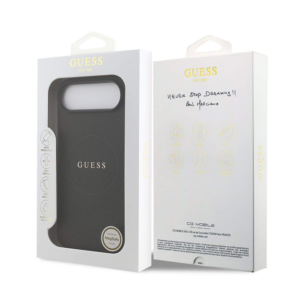 Apple iPhone 17 Air Kılıf Guess Orjinal Lisanslı M-safe Şarj Özellikli Yazı Logolu PU Deri Kapak - 8