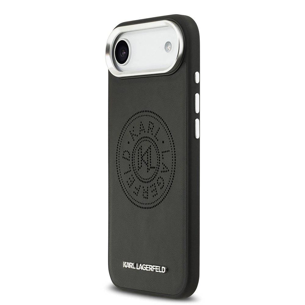 Apple iPhone 17 Air Kılıf Karl Lagerfeld Orjinal Lisanslı M-safe Şarj Özellikli Delikli Tasarım Metal Logolu PU Deri Kapak - 3