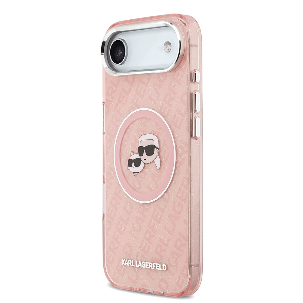 Apple iPhone 17 Air Kılıf Karl Lagerfeld Orjinal Lisanslı Parlayan Simli Karl & Choupette Heads Kapak - 5