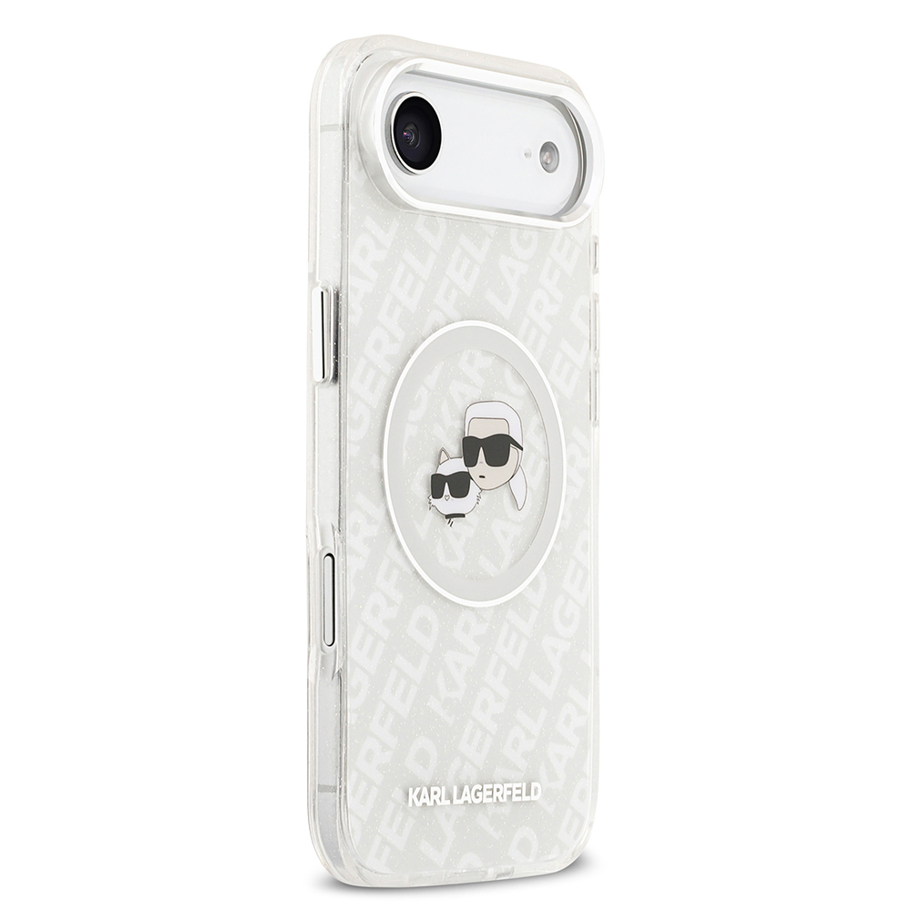 Apple iPhone 17 Air Kılıf Karl Lagerfeld Orjinal Lisanslı Parlayan Simli Karl & Choupette Heads Kapak - 19